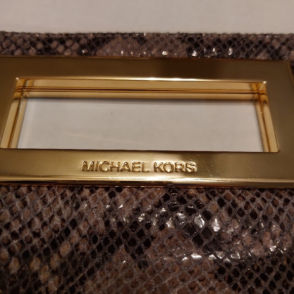 MICHAEL Michael Kors Large Snakeskin Clutch with Detachable Strap - Picture 3 of 15